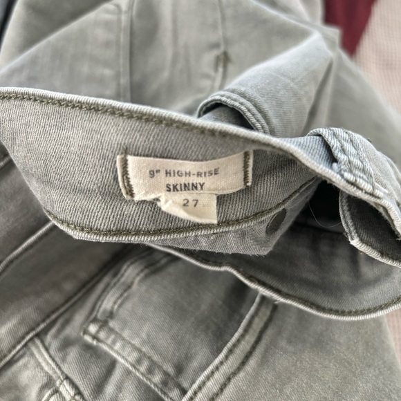 Madewell 9" High Rise Skinny Denim Ankle Button Fly Greyish Sage Green Size 27 - Picture 8 of 9